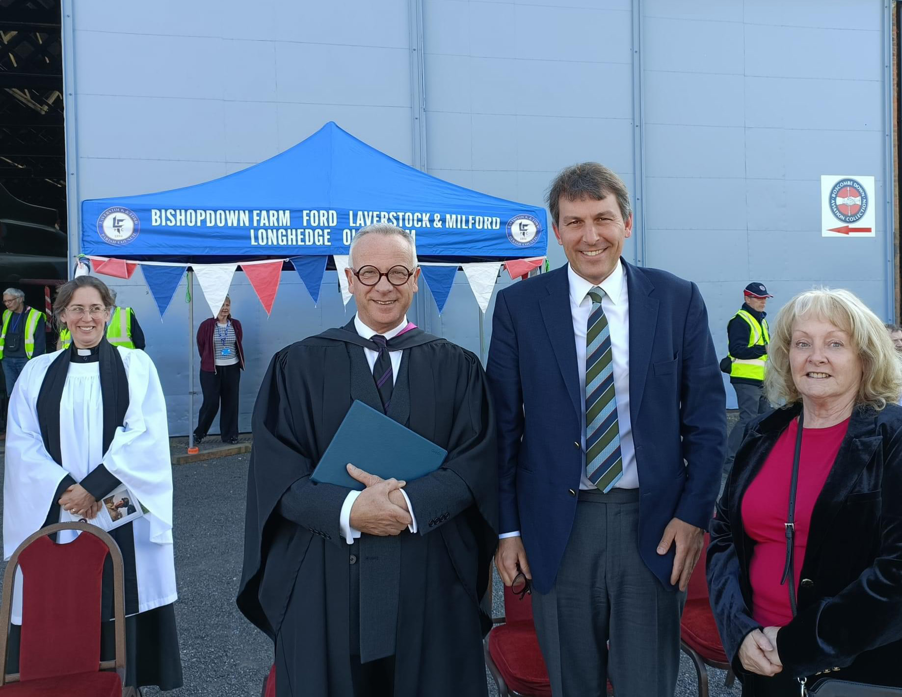Celebrant david Linker with Salisbury MP John Glen and Cllr Barker