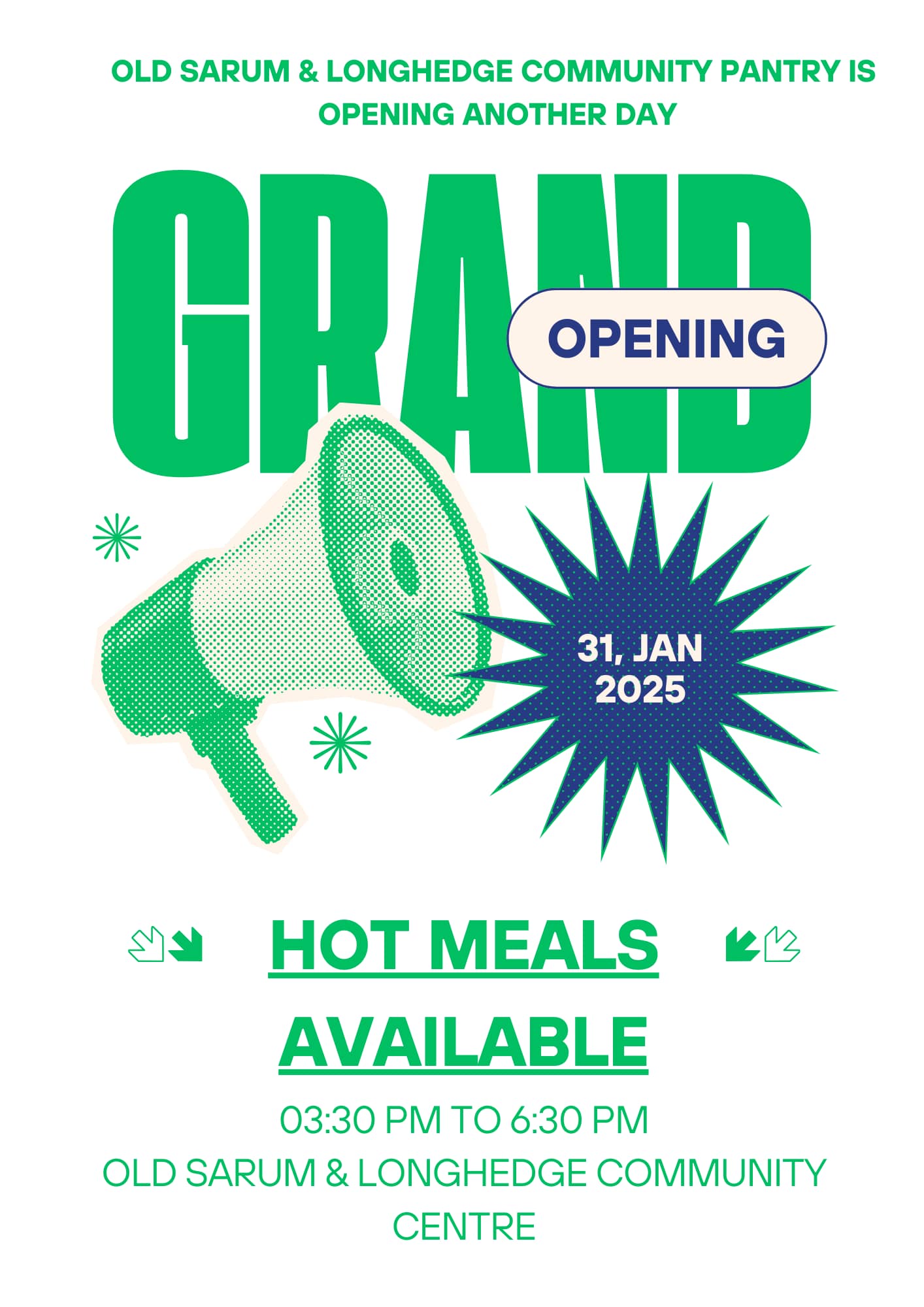 Community Pantry grand Opening at Old Sarum Community centre (flyer)
