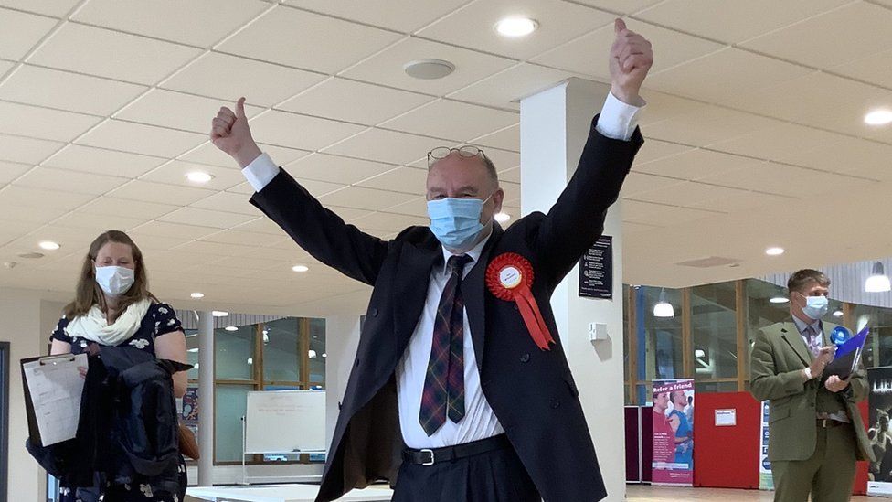 Ian celebrating when voted in at the last election