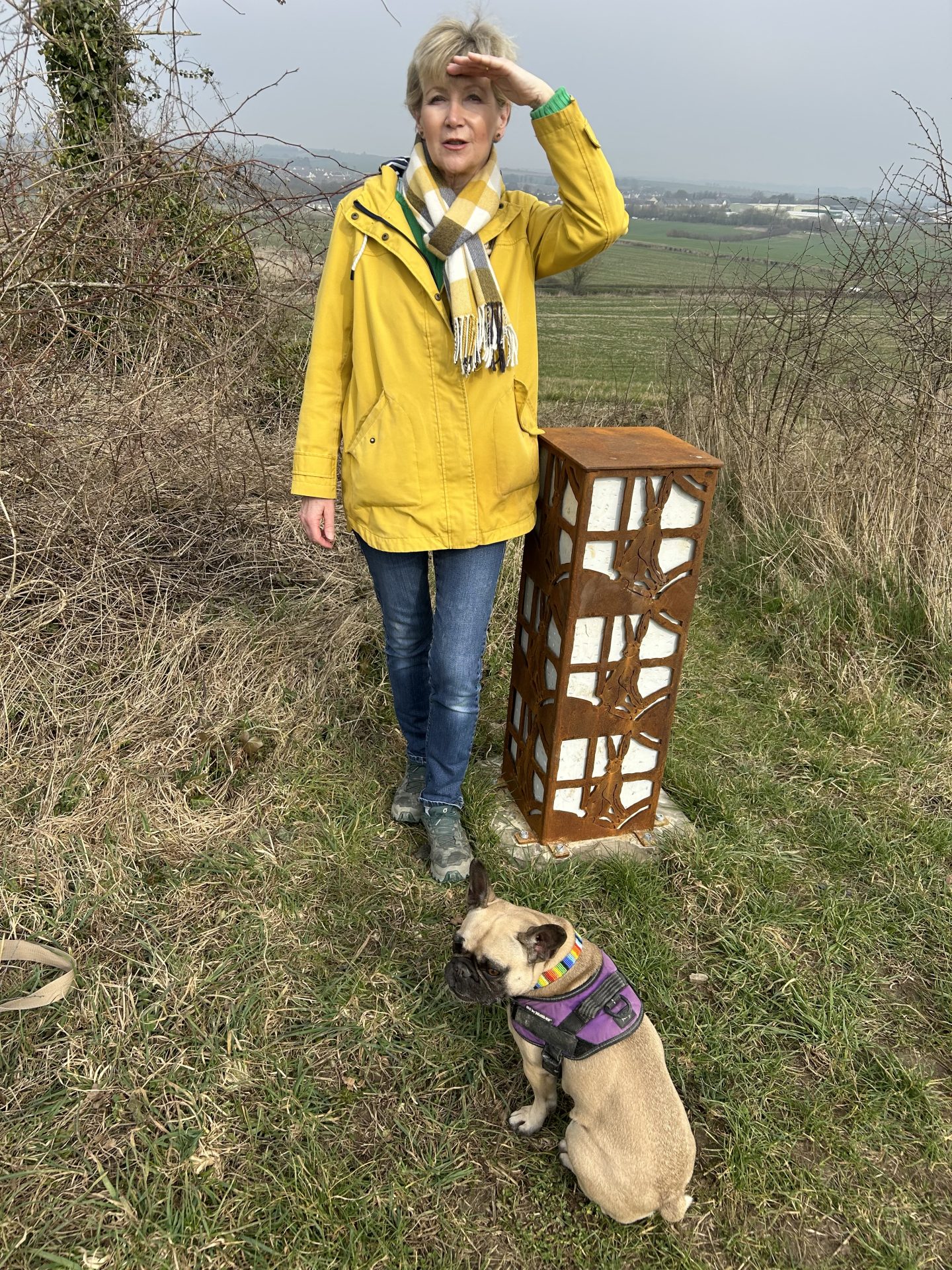 Former Councillor Sarah Champion by the Hare Pillar